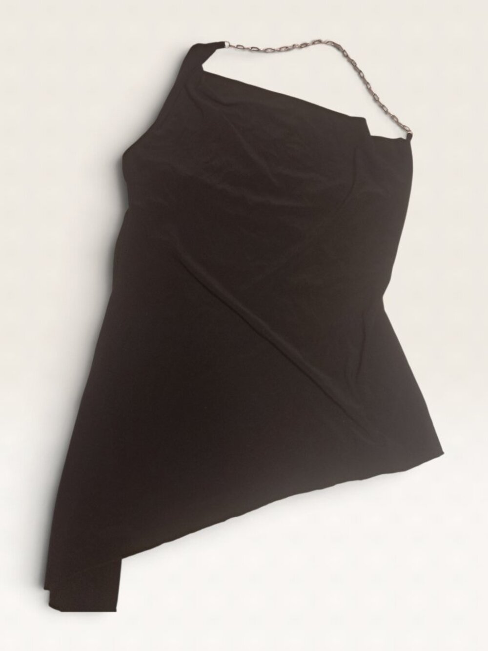Vintage Vixen USA Black Asymmetrical Chain Strap Halter Top M Y2K